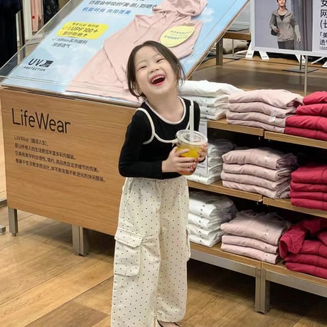 女の子ベビーキッズ上下セット3点セットTシャツキャミソールロングパンツ春秋90－150㎝
