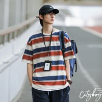 メンズボーダー半袖 T シャツカジュアル万能