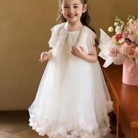 女の子流苏雲肩ノースリーブチュールワンピース