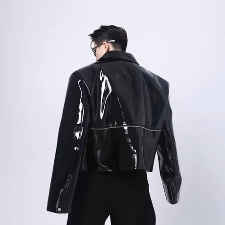 メンズツヤツヤPUレザージャケットアウター春秋おしゃれ