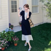 レディース パフスリーブ レース切り替え ゆったり ワンピース 夏 万能