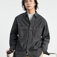 メンズ レトロ長袖デニムシャツ ワークルーズアウター