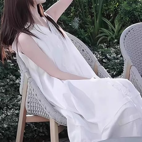 無地ノースリーブワンピ夏ゆったり万能
