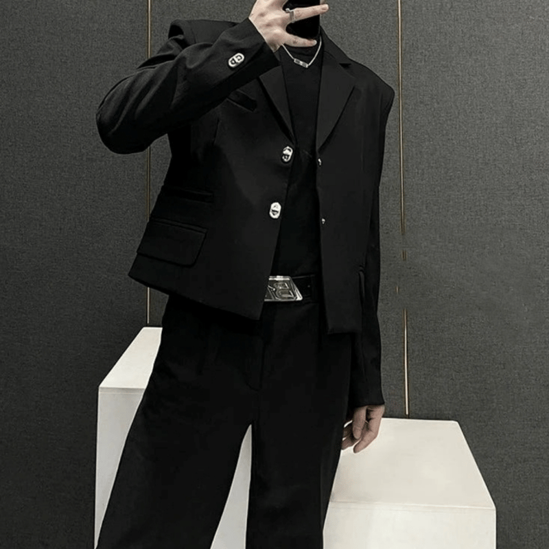 DIESEL ブラック クロップドテーラードジャケット　サイズ42 定価10万 DIESEL ブラック クロップドテーラードジャケット サイズ42 定価