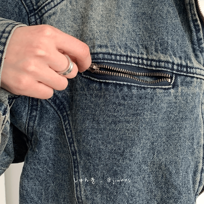 メンズ ノーカラー ジップアップ デニムジャケット Gジャン S-3XL