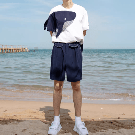 半袖立体切替デザインゆったり T シャツ 夏 ユニセックス