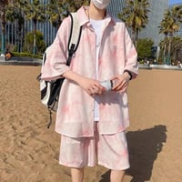 メンズセットアップ半袖シャツショートパンツセット夏ゆったりカジュアル
