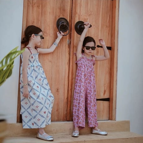 女の子花柄キャミオールインワン 夏用ゆったり快適