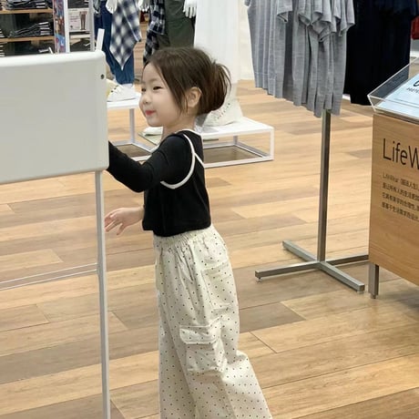 女の子ベビーキッズ上下セット3点セットTシャツキャミソールロングパンツ春秋90－150㎝