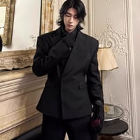 メンズ長袖肩パッドウエスト絞りスーツビジネスカジュアル