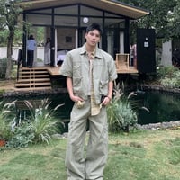 メンズ 半袖 ワークシャツ ストレート カジュアルパンツ セットアップ