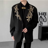 メンズビーズ刺繍ジャケットビッグシルエット