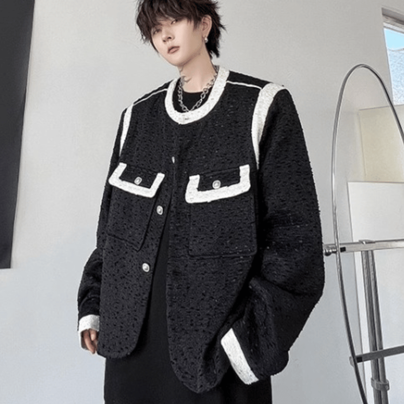 メンズ スーツジャケット 襟なし デザイン ホスト 2色 | DYH メンズ スーツジャケット 襟なし デザイン ホスト 2色 | DYH