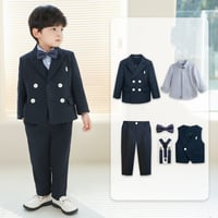 男の子子供スーツ6点セットジャケットシャツパンツベストネクタイサスペンダー80ー170㎝