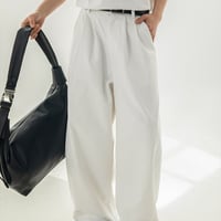 メンズ無地シワワイドパンツ夏長ズボン