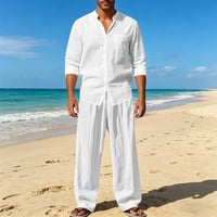 メンズ 長袖シャツ ロングパンツ 2 点セット 夏用 ルーズ 通気性