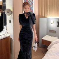 V ネック マーメイドワンピース セクシー 上品