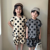 男の子女の子ベビーキッズドット上下セット夏80-150cm