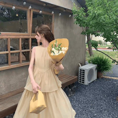 レディース ノースリーブワンピース 夏用 エレガント