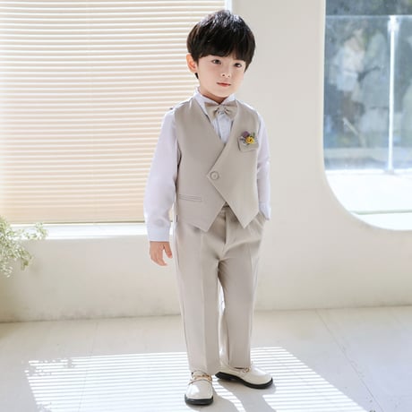 男の子子供フォーマルスーツ5点セットベストシャツロングパンツ入園式入学式卒業式