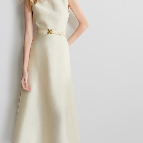 ワンショルダーウエスト絞り無袖ワンピース