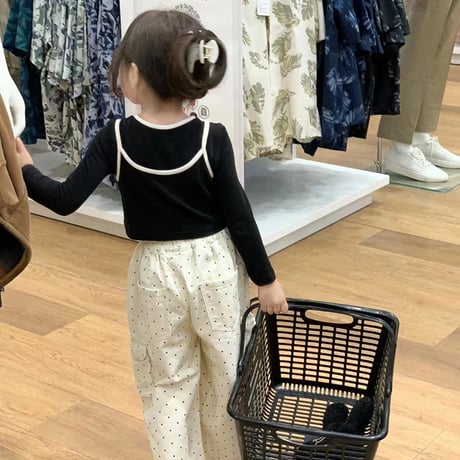 女の子ベビーキッズ上下セット3点セットTシャツキャミソールロングパンツ春秋90－150㎝