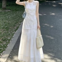 白ノースリーブレースワンピース 夏