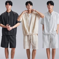メンズ冷感半袖シャツショートパンツ 2 点セット