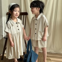 男の子女の子無地ワンピース上下セット夏お揃い80-150cm