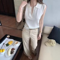 レディースノースリーブポロネックトップス 夏