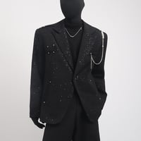 メンズパールチェーン長袖スーツカジュアル万能
