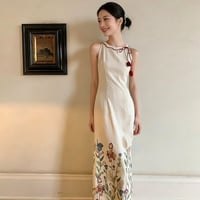 総柄ノースリーブワンピース 夏快適
