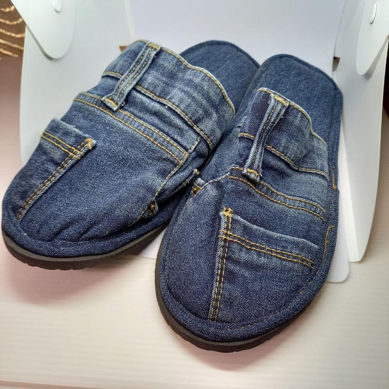 ☆【新品】スリッパ 室内 デニム ハンドメイド リメイク 男女兼用 匿名