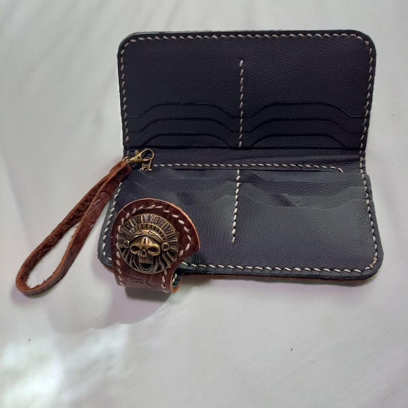 ☆本革 長財布 バイカーズ ウォレット キャメル クロコダイル型押し