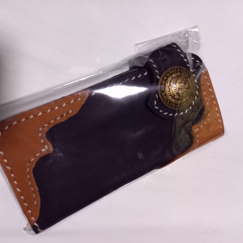 ☆本革 長財布 二つ折り メンズ バイカーズウォレット イーグル 匿名