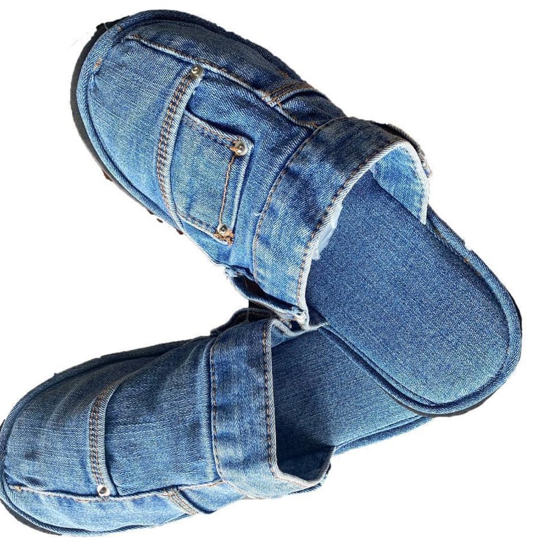 ☆【新品】スリッパ 室内 デニム ハンドメイド リメイク 男女兼用 匿名