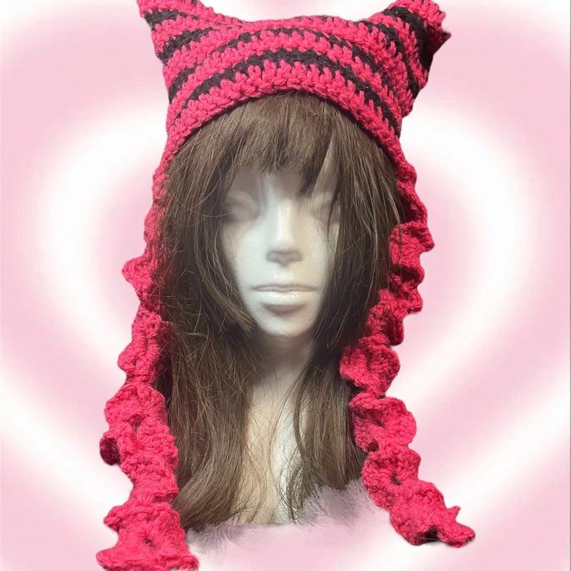 猫耳ニット帽 フェアリーグランジ y2k ロリータ サブカル 猫耳ニット帽