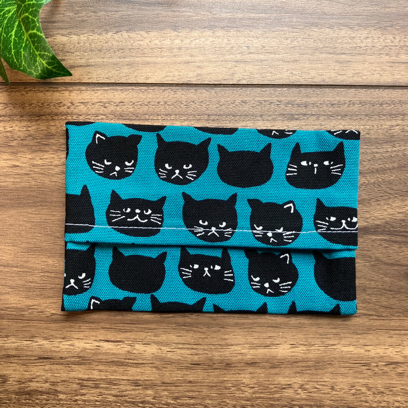 ポケットティッシュケース☆猫　ネイビー ハンドメイド ポケットティッシュケース 猫柄 | Craft & Repair Studio
