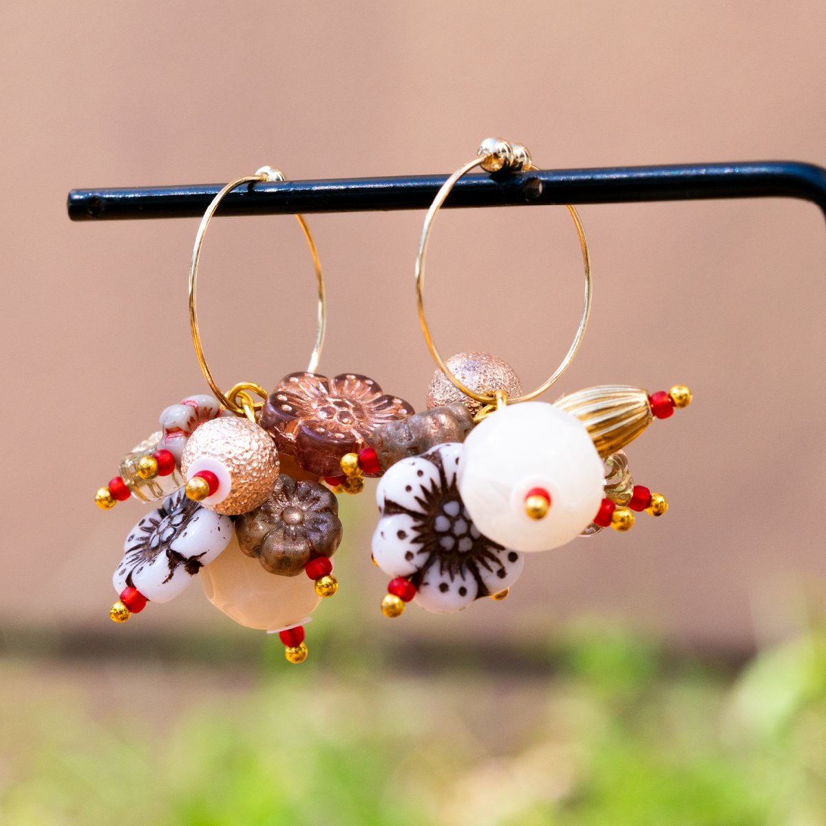 bouquet- イヤリング ノンホールピアス 金属アレルギー対応 揺れる