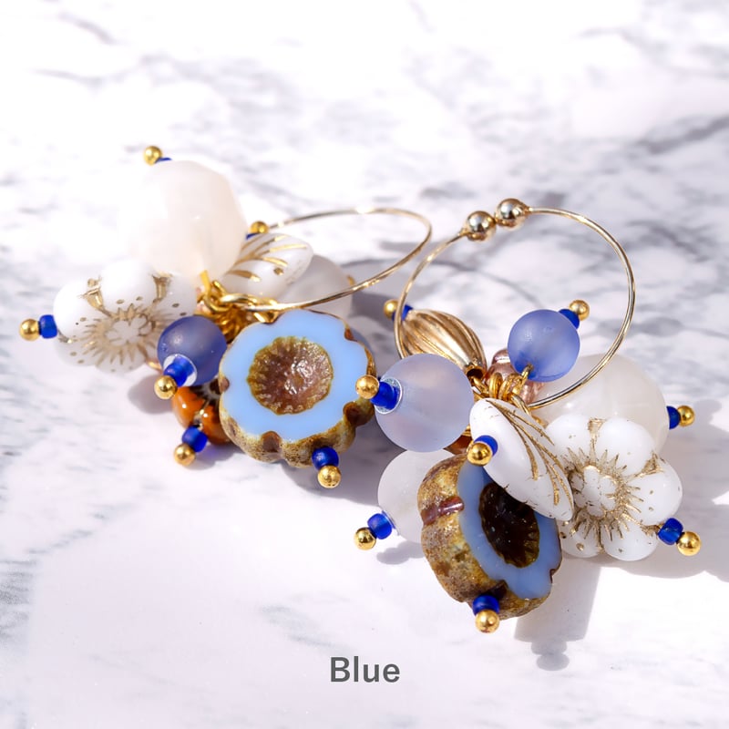 bouquet- イヤリング ノンホールピアス 金属アレルギー対応 揺れる