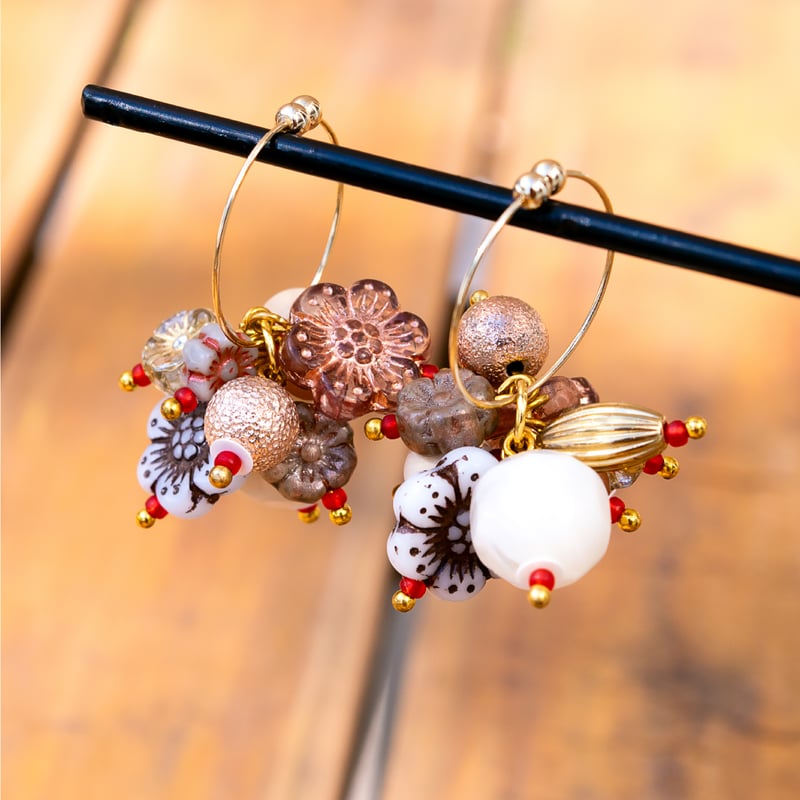 bouquet- イヤリング ノンホールピアス 金属アレルギー対応 揺れる