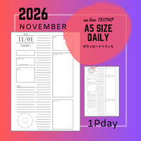【自分で作る手帳リフィル】1Pday_A5サイズ_2026年11月デイリー