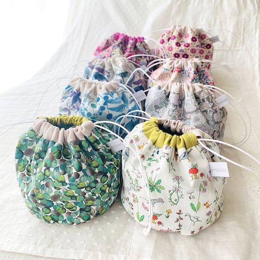 コロンと丸っこい形が可愛いミニ巾着袋♪ | Moon Rabbit handmade