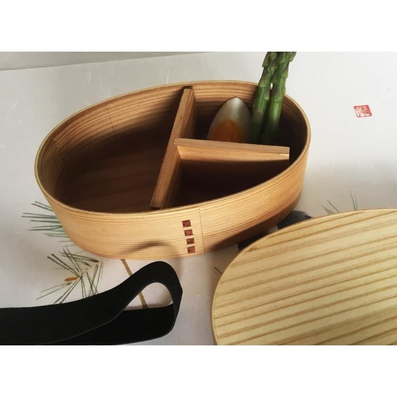 新品未使用 傷あり 木屋 曲輪小判型二段弁当箱 箸付き FAPP73yWSe2Y.