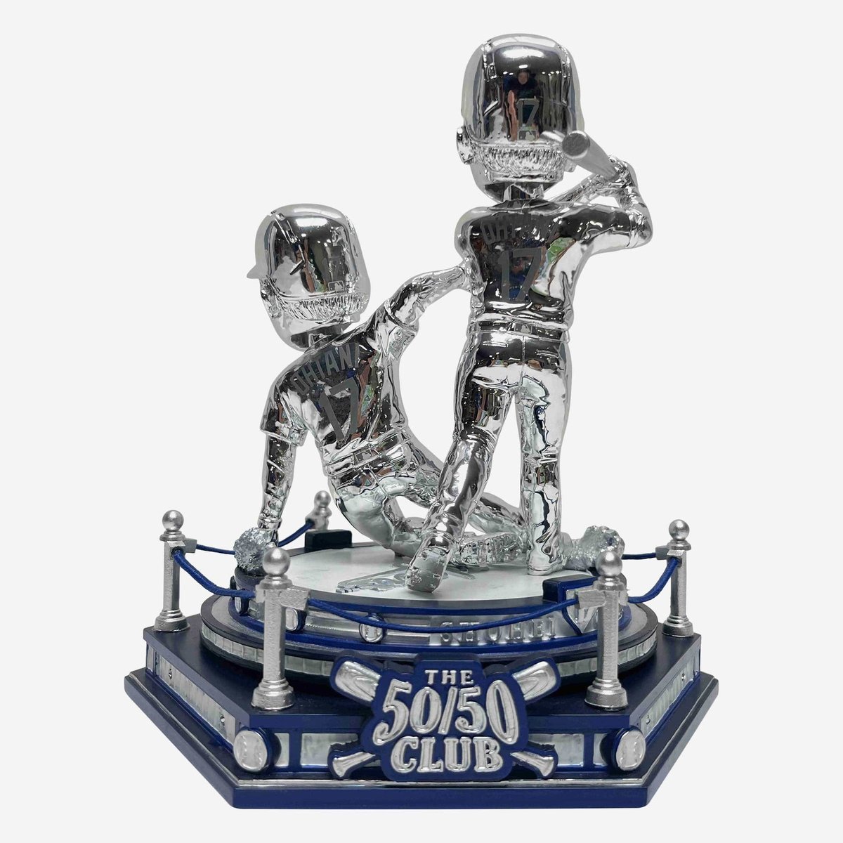 大谷翔平 50ホームラン50盗塁 記念ボブルヘッド 台座回転式 世界150個限定】50HR&50盗塁 プラチナ デュアル回転式 ボブルヘッド