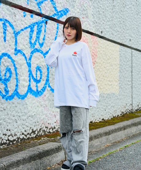 ロングTシャツ-縫いハート