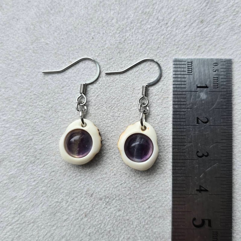 鹿の角 フローライトのピアス | 鹿角工房～イランカラプテ～