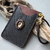 栃木レザーと鹿革のパスケース ナンバーエイトターコイズ | 鹿角工房