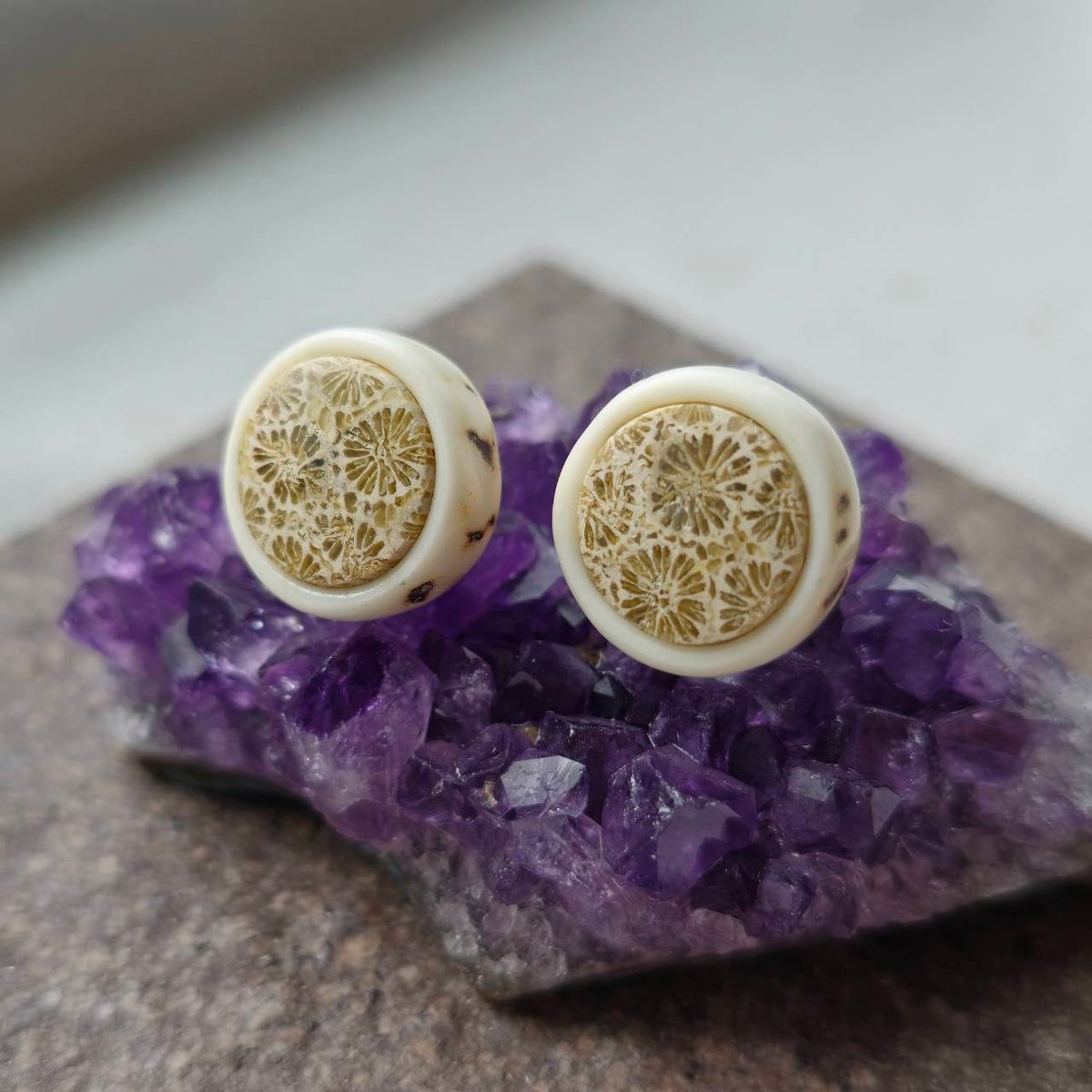 【SALE】フォッシルコーラルの海ピアス SALE】フォッシルコーラルの海ピアス （SALE!!!!!【14kgf