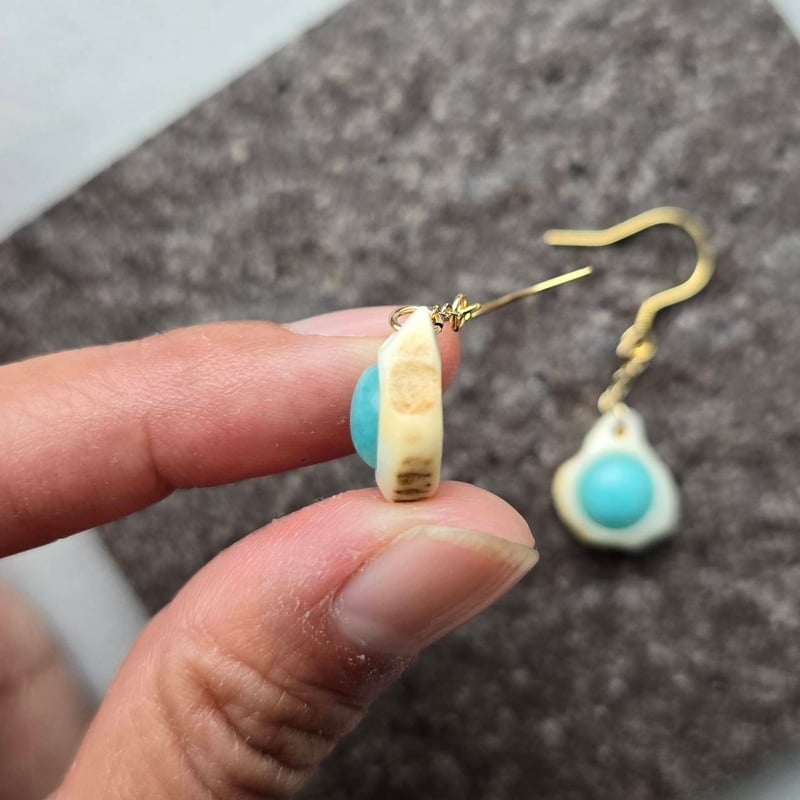 【❄︎ミント❄︎】アマゾナイトのデザインピアス 鹿の角 アマゾナイトのピアス | 鹿角工房～イランカラプテ～